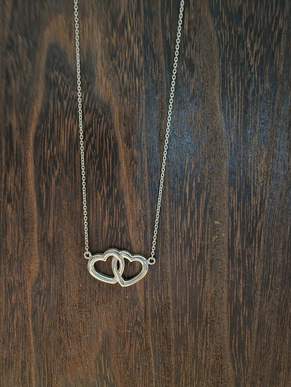 Interlocking Heart Pendant Necklace - Silver